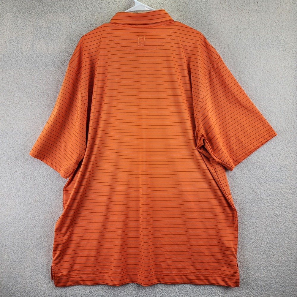 FootJoy ProDry Striped Golf Polo Shirt Mens XXL Orange Blue Performance Athletic - Picture 4 of 9